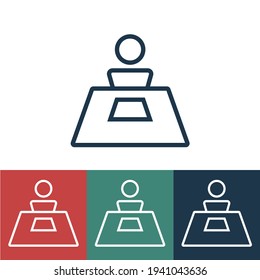 Linear vector icon with man sitting at table