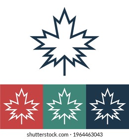 Linear vector icon with maple leaf