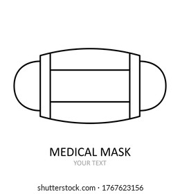 Linear vector icon. Medical face mask. Antiviral drawing. Illustration on the theme of coronavirus.