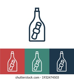 Linear vector icon with message in bottle