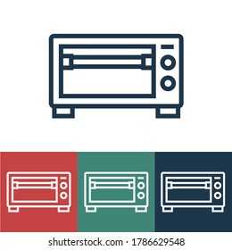 Linear vector icon with microwave oven
