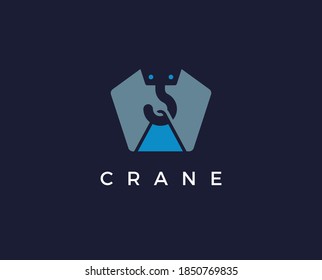 Linear Vector icon in modern style on a theme of construction. It can be used as logo for construction companies. Crane.