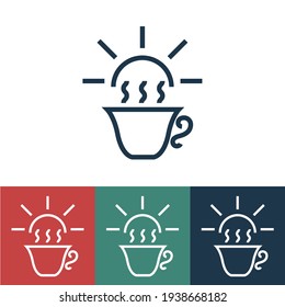 Linear vector icon with morning coffee