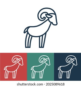 Linear vector icon with mountain sheep