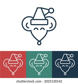 Linear vector icon with mouse in Christmas hat