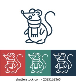 Linear vector icon with mouse in scarf