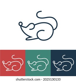 Linear vector icon with mouse sits