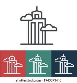 Linear vector icon with multi story building