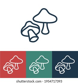 Linear vector icon with mushrooms