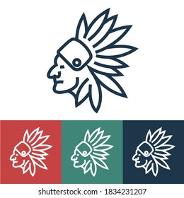 Icône vectorielle linéaire avec modèle natif américain