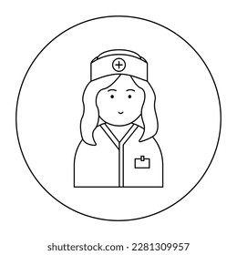 Linear vector icon nurse, paramedic. Isolated on white background