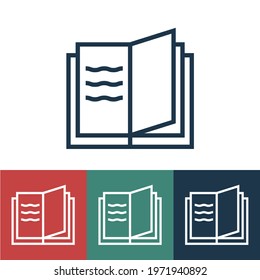 Linear vector icon with open book
