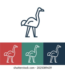 Linear vector icon with ostrich