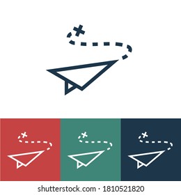 Icono de vector lineal con avión de papel