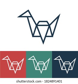 Linear vector icon with paper crane