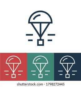 Linear vector icon with parachute