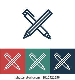 Linear vector icon with pen and pencil