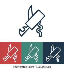 Linear vector icon with penknife