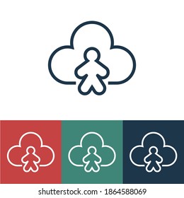 Linear vector icon with personal cloud