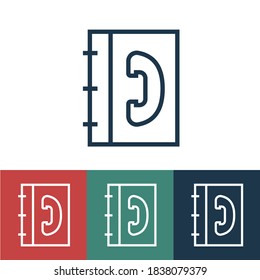 Linear vector icon with phone book