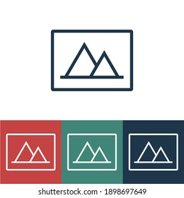 Linear vector icon with photos of mountains