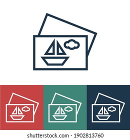 Linear vector icon with photos from rest