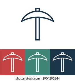 Linear vector icon with pickaxe