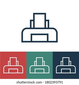 Linear vector icon with printer