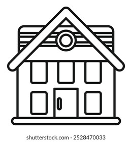 Linear vector icon of a private house with an attic and a garage, perfect for real estate agencies