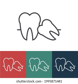 Linear vector icon with problem teeth