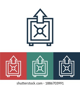 Linear vector icon with remove from safe deposit box