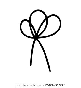 Linear Vector icon of ribbon for gift box hand drawn isolated on white background