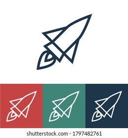 Linear vector icon with rocket