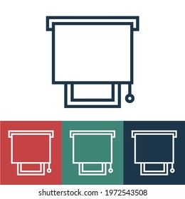 Linear vector icon with roll curtain