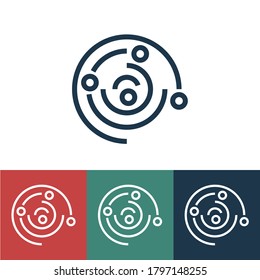 Linear vector icon with rotation of cosmic bodies