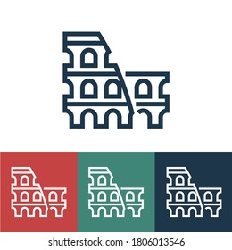 Linear vector icon with ruined coliseum