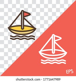Linear vector icon with sailboat