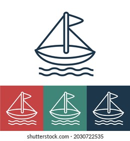 Linear vector icon with sailboat