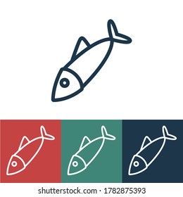 Linear vector icon with sardine