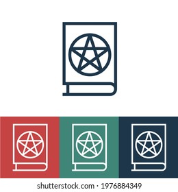 Linear vector icon with satanic bible
