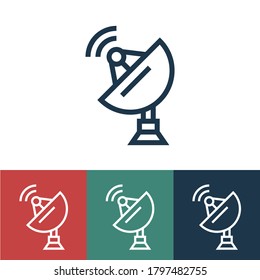 Linear vector icon with satellite dish