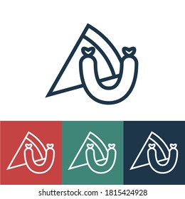 Linear vector icon with sausage pizza