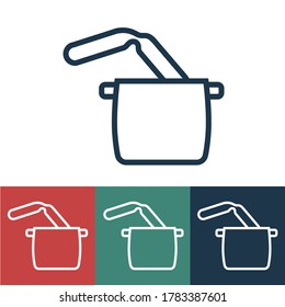 Icono vectorial lineal con salchicha en salsa
