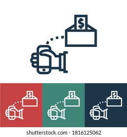 Icono de vector lineal con ahorro de efectivo