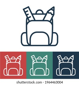 Linear vector icon with school bag