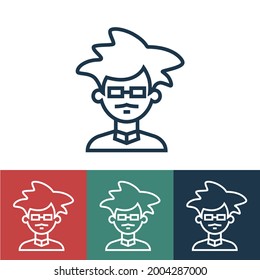 Linear vector icon with scientist