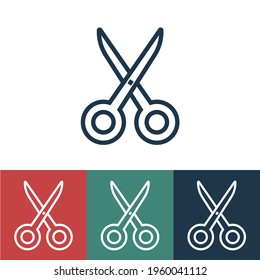 Linear vector icon with scissors