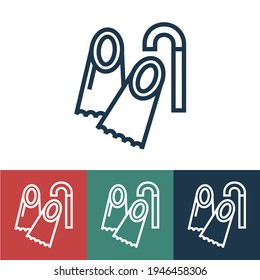 Linear vector icon with set for diver