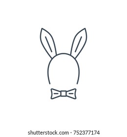 The linear vector icon sex role playing games - rabbit ears and butterfly isolated on white background.