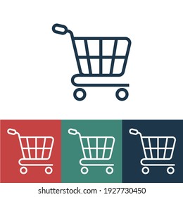 Linear vector icon with shopping cart